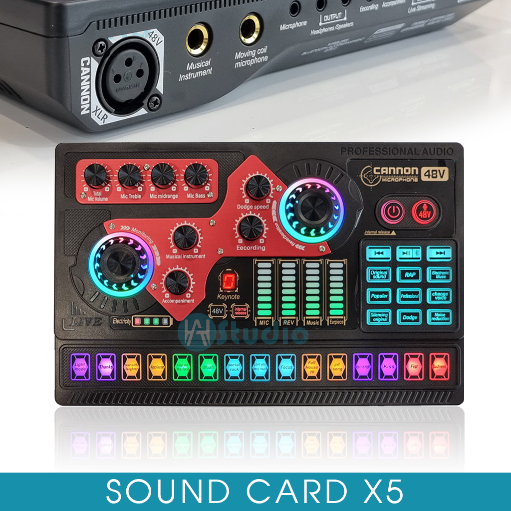 Sound card X5 - Sound card livestream tích hợp nguồn 48v có hiệu ứng