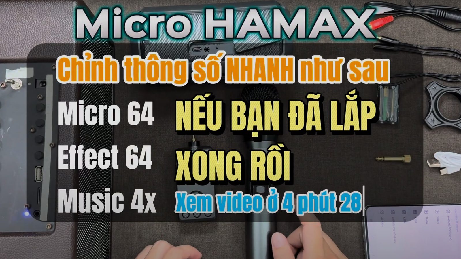 Hướng dẫn lắp đặt micro Hamax 01 - Bx7 hát karaoke mọi loại loa có AUX